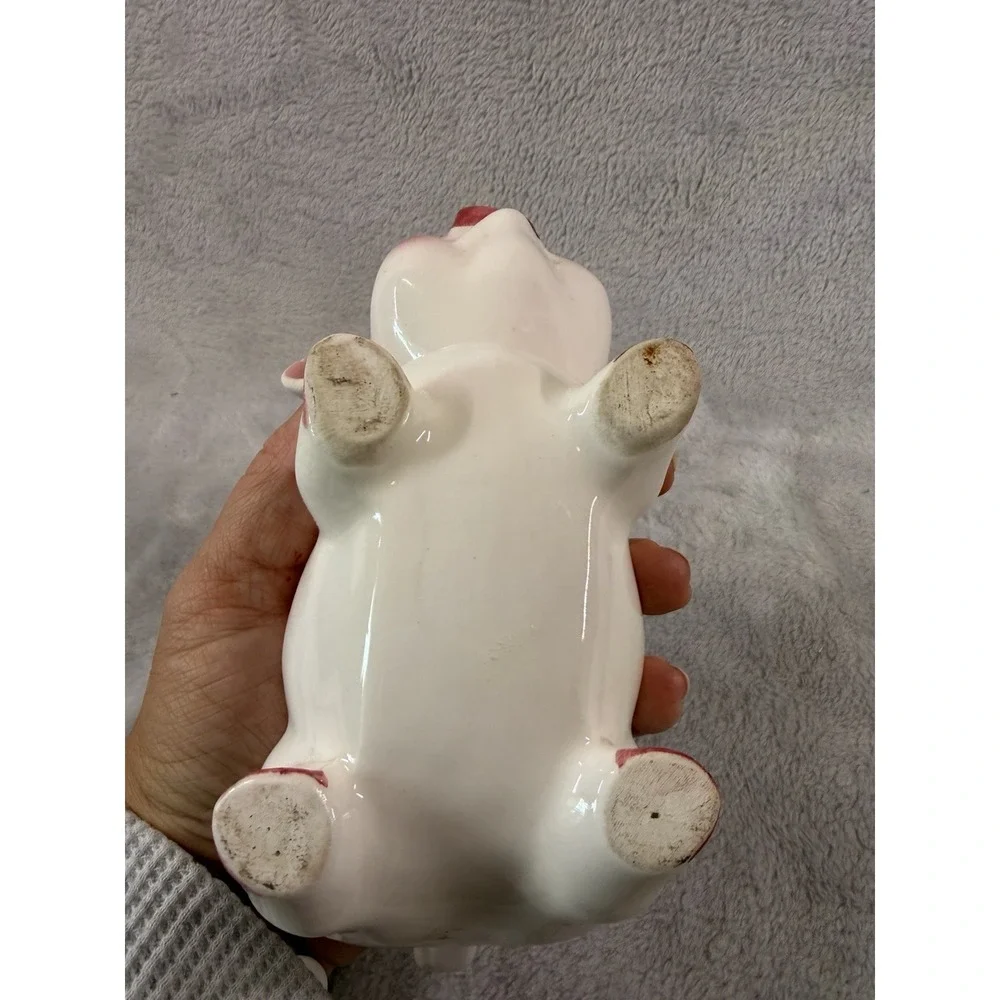 Vintage Ceramic Bobblehead Nodder Piggy Bank Pink Detachable Head Coin Bank